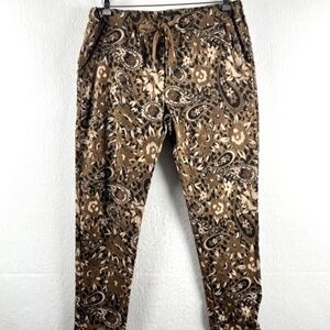 Flora Ashley Women’s Ankle Pant Joggers Floral Paisley Neutrals Italy Sz Large